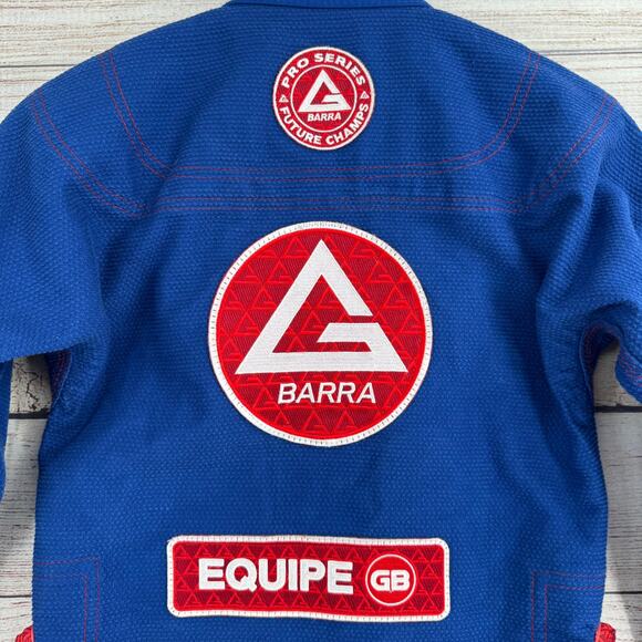 Gracie Barra Equipe Storm Jiu Jitsu Kimono Gi Youth Y3 Blue Red Patched - Picture 5 of 12